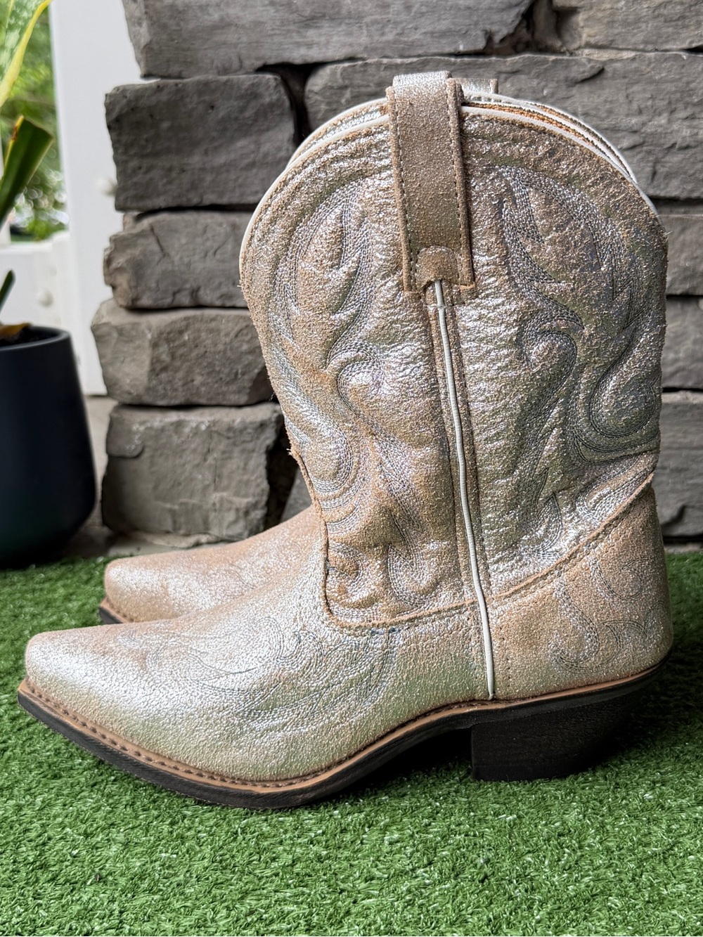 Laredo Silver Mid Calf Women’s Cowgirl Boots